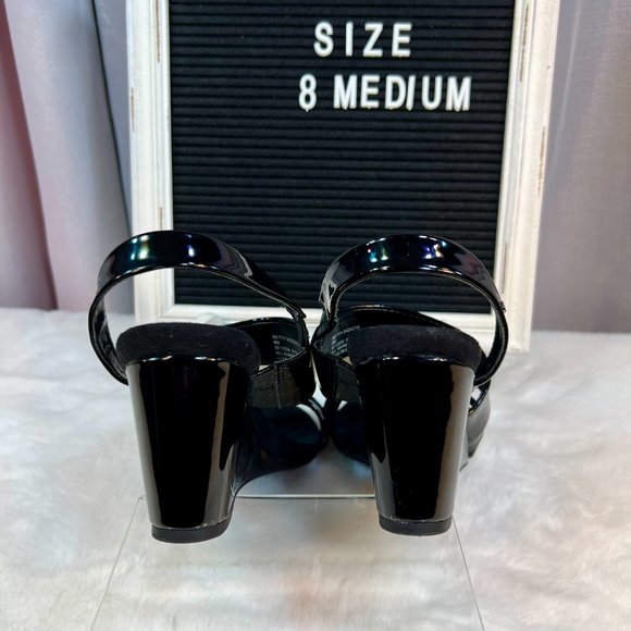 Jones New York Patent Leather Wedge Sandals, Size 8 - Picture 6 of 8